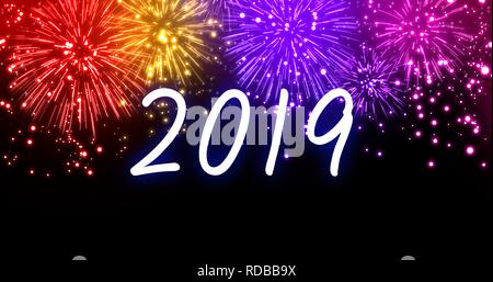 Happy New Year 2019 Background. Illustration Stock Photo - Alamy