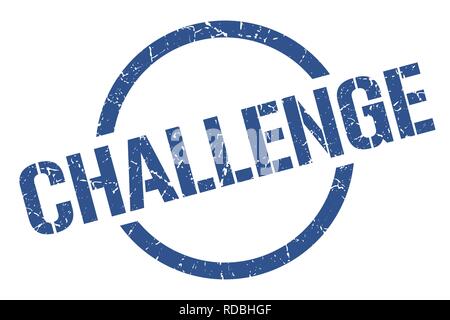 challenge blue round stamp Stock Vector