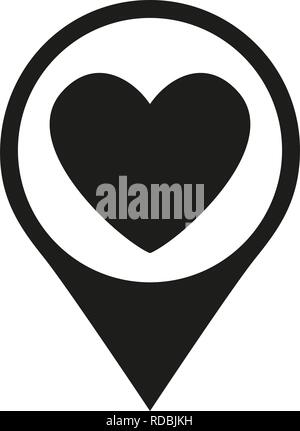 Black and white heart map pointer Stock Vector