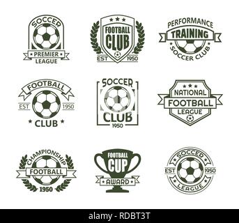 Set of isolated vintage soccer club signs Stock Vector