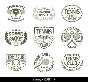 Signs with racket and ball for tennis sport club Stock Vector