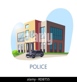 Outdoor view on police department building. Stock Vector