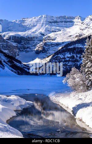 Scenic Lake Louise in winter, before the lake freezes Stock Photo - Alamy