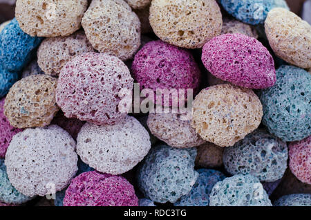 Multicolored pumice stones close up at traditional arabian bazaar. Stock Photo