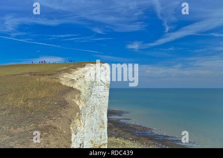 The Seven Sisters is a series of chalk cliffs by the English Channel. They form part of the South Downs in East Sussex. Stock Photo