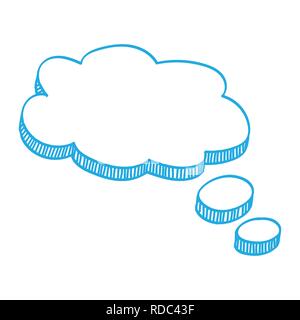 Blue speech balloon Blank template, text speech bubble with Blue ink, Vector Illustration Stock Vector
