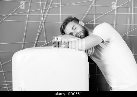 Man falling asleep during his breakfast after overtime work. Stock Photo