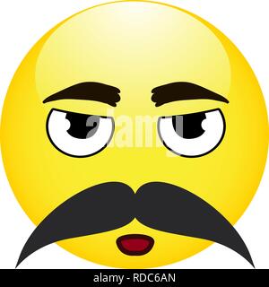 Cute Emoticon With Moustache on White Background. Isolated Vector Illustration eps 10 Stock Vector