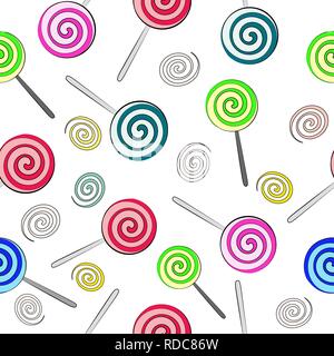Seamless background of multi-colored lollipops Stock Vector