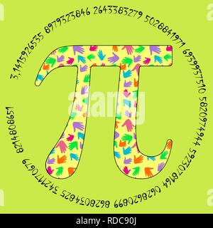 Illustration of the Pi symbol, in the form of a palm pattern. Concept vector illustration Stock Vector