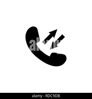 Phone Icon with arrows. Black phone symbol in flat style. Phone sign isolated on white background. Simple vector telephone abstract icon for web site  Stock Vector