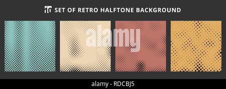 Set of halftone retro backgrounds. Abstract dotted pattern grunge textures. Vector illustration Stock Vector