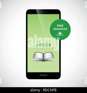 free e-book download via smartphone vector illustration EPS10 Stock Vector