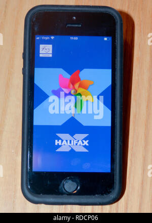Halifax bank application on smart phone Stock Photo