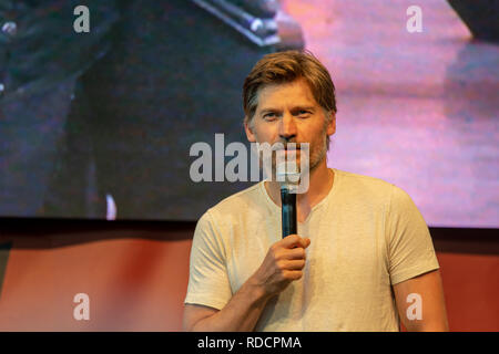 STUTTGART, GERMANY - JUN 30th 2018: Nikolaj Coster-Waldau (Jaime Lannister in Game of Thrones) at Comic Con Germany Stuttgart, a two day fan convention Stock Photo