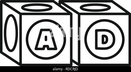 Alphabet cube icon. Outline alphabet cube vector icon for web design isolated on white background Stock Vector