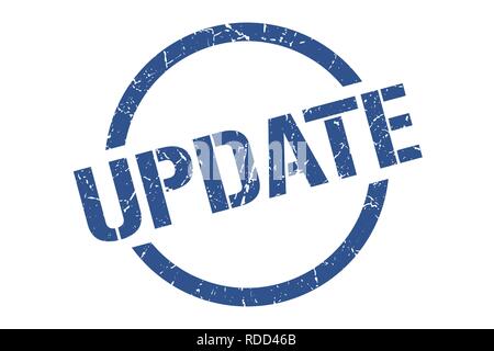 update blue round stamp Stock Vector