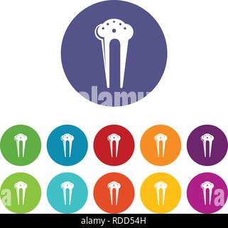 Hair fix clip icons set vector color Stock Vector