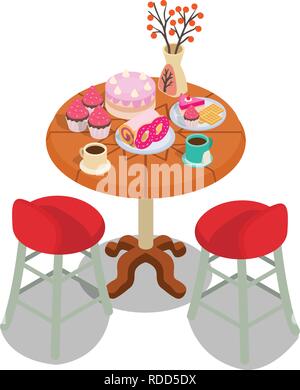 Evening tea concept banner, isometric style Stock Vector