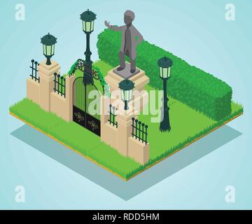 Memorial concept banner, isometric style Stock Vector