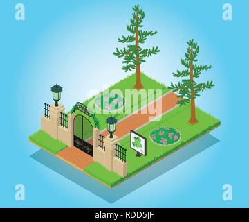 Alleyway concept banner, isometric style Stock Vector