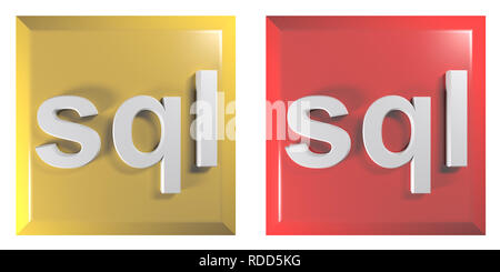 Push buttons for sql: the famous computer language to manage database - 3D rendering illustration Stock Photo