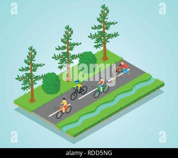 Track concept banner, isometric style Stock Vector