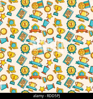 Win pattern seamless, cartoon style Stock Vector