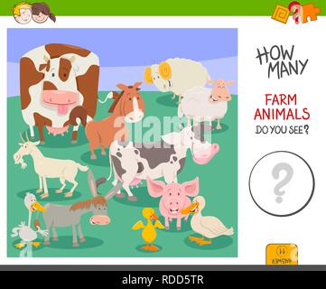 how many farm animals educational cartoon game for children Stock ...