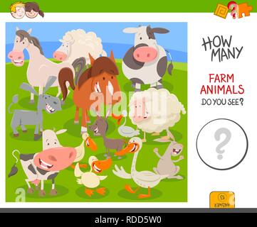 how many farm animals educational cartoon game for children Stock ...