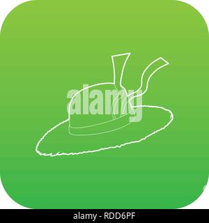 Straw hat icon green vector Stock Vector