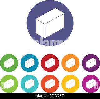 Cement block icons set vector color Stock Vector