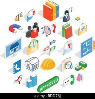 Brigade icons set, isometric style Stock Vector