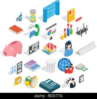 Squad icons set, isometric style Stock Vector