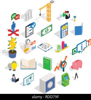 Department icons set, isometric style Stock Vector
