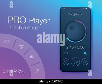 UI audio player templates templates in vector with design elements Stock Vector