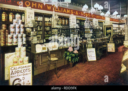 EDWARDIAN GROCERY STORE at 50-52 Burton Road, West Didsbury, near Manchester, about 1912 Stock Photo