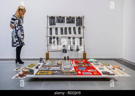 London, UK. 18th January, 2019. Grace Wales Bonner: A Time for New Dreams at the Serpentine Sackler Gallery, made up of an assemblage of shrines. This is the first Serpentine exhibition created by a fashion designer in a new series of annual short duration projects which brings collective and interdisciplinary practice into the gallery spaces. Credit: Guy Bell/Alamy Live News Stock Photo