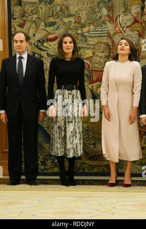 Madrid, Spain. 18th January, 2019. Spanish Queen Letizia Ortiz during a hearing with the representation of the members of “ Vogue España Grupo Condenast “ in the ZarzuelaPalace in Madrid on Friday , 18 January 2019 Credit: CORDON PRESS/Alamy Live News Stock Photo