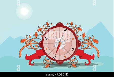 Glossy Compass with windrose. Vector Illustration. EPS8 Stock Vector