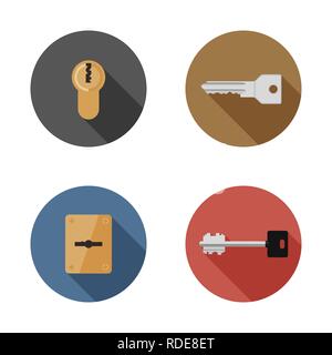 Keys and keyholes icons Stock Vector