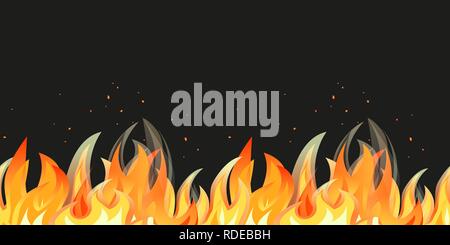 Flame seamless pattern border Stock Vector