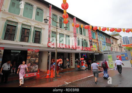 People visit Chinatown Heritage Centre in Singapore. Stock Photo