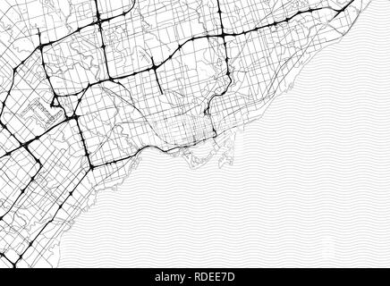 Area Map Of Toronto Canada This Artmap Of Toronto Contains Geography Lines For Land Mass Water Major And Minor Roads Rdee7d 