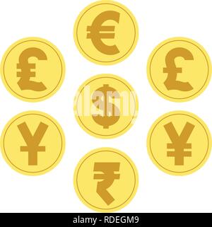 illustration vector. coins for currency exchange rates. Finance Concept. Stock Vector