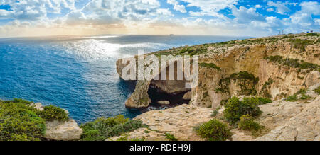 Blue Grotto, Malta. Natural stone arch and sea caves. Phantastic sea view on Malta island. Stock Photo