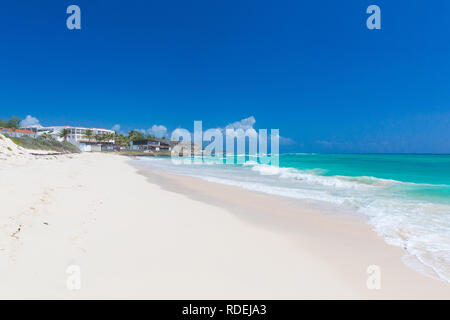 The empty white beach at SilverPoint resort, Silver Sands, Barbados