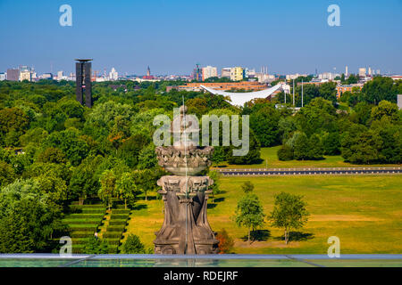 Berlin, Berlin state / Germany - 2018/07/31: Panoramic view of the Groser Tiergarten park with modern House of the World’s Cultures Stock Photo