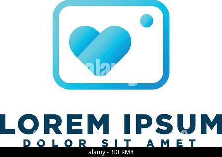 Love, heart camera or photography logo template vector illustration, icon element isolated Stock Vector