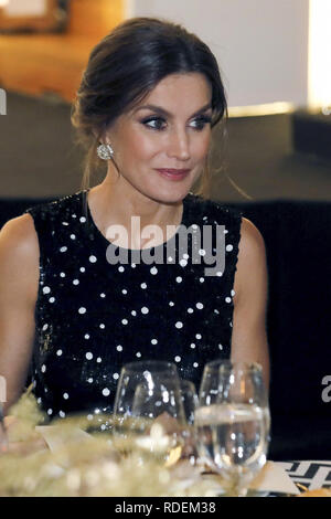 Felipe VI of Spain and Queen Letizia of Spain attend the 'Mariano de Cavia', 'Luca de Tena' and 'Mingote' Journalism Awards Dinner at Casa de ABC in Madrid, Spain.  Featuring: Queen Letizia of Spain Where: Madrid, Community of Madrid, Spain When: 17 Dec 2018 Credit: Oscar Gonzalez/WENN.com Stock Photo